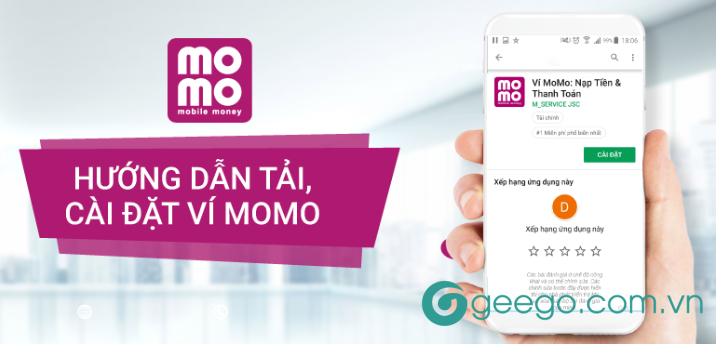 Ứng dụng Momo được tích hợp trên điện thoại